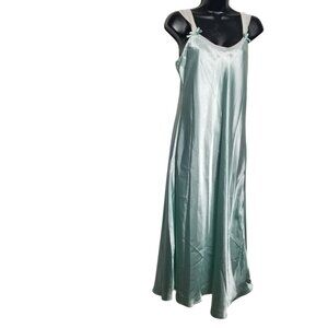 Women's Pastel Green Bow Detail Midi/Maxi Slip Dress Nightgown Fairycore Sz S